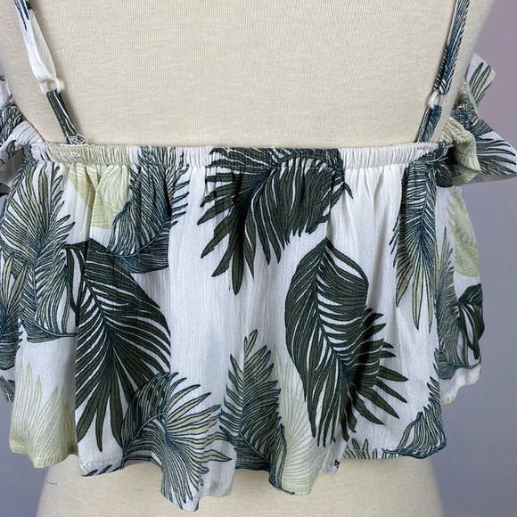 Nectar Clothing Tropical Off Shoulder Ruffle Crop Top - Size Small - Picture 6 of 11